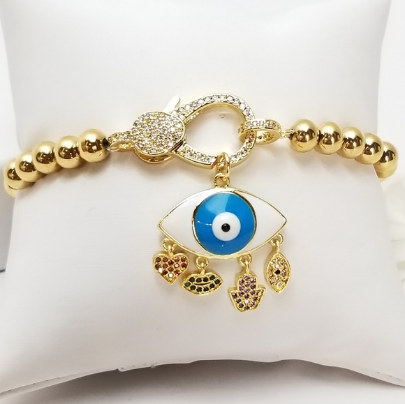 NWT Evil Eye Hamsa 18K Gold Plated Stainless Steel - Picture 10 of 11